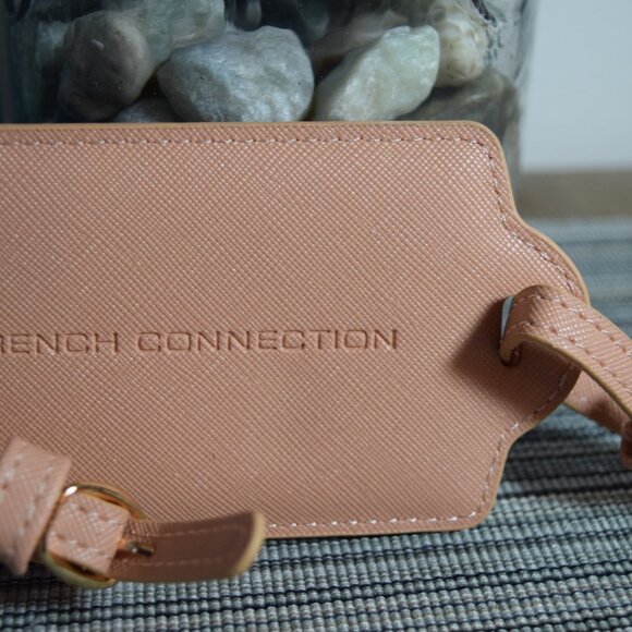 2 Brand New Faux Leather Luggage Tages by French Connection Blush Colour - Picture 2 of 4
